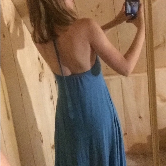 Long Stretchy Comfortable Blue Dress Backless - Picture 3 of 3